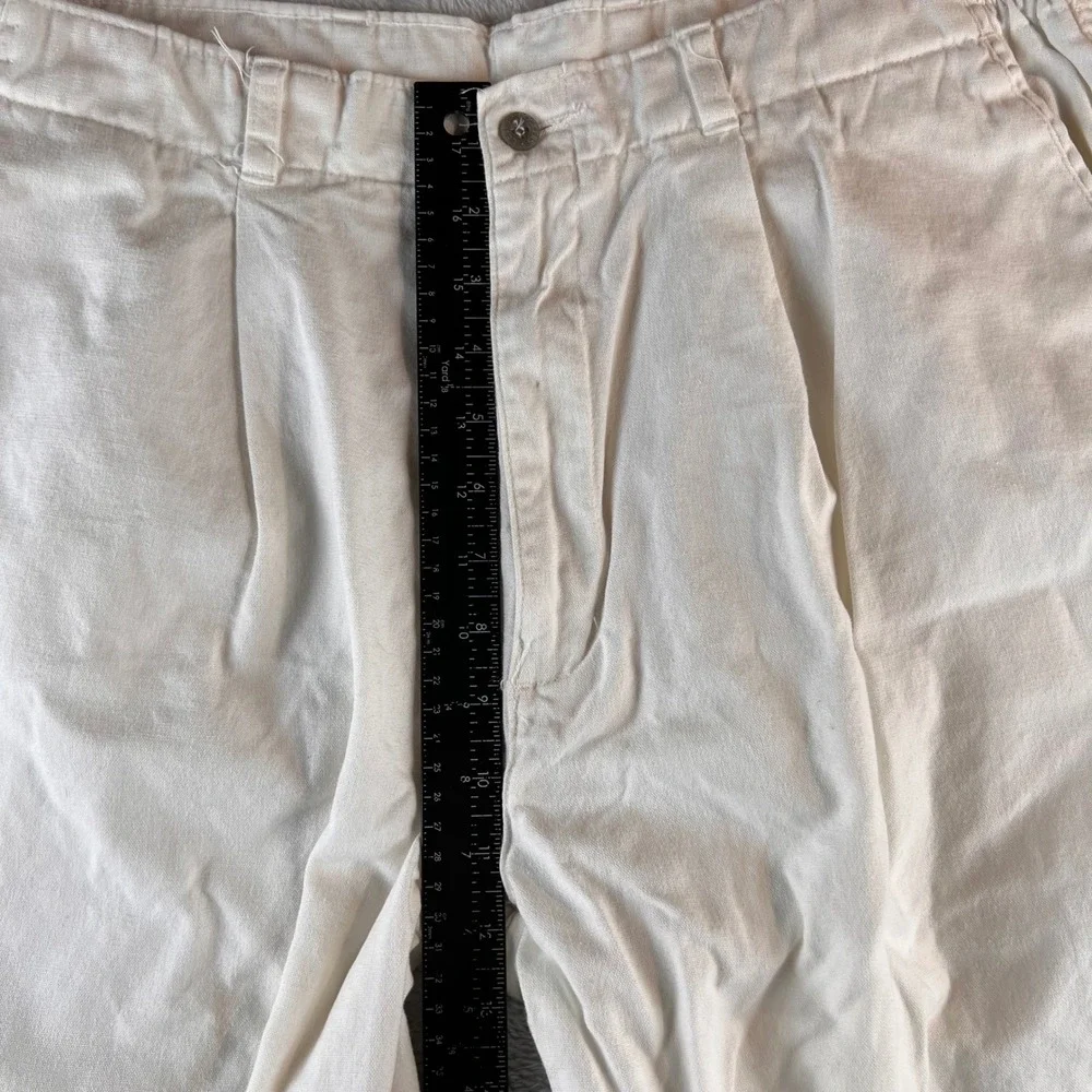 Vintage Dockers Levi Strauss Pleated Chino Canvas Pants Cream Mens 35x28 90s